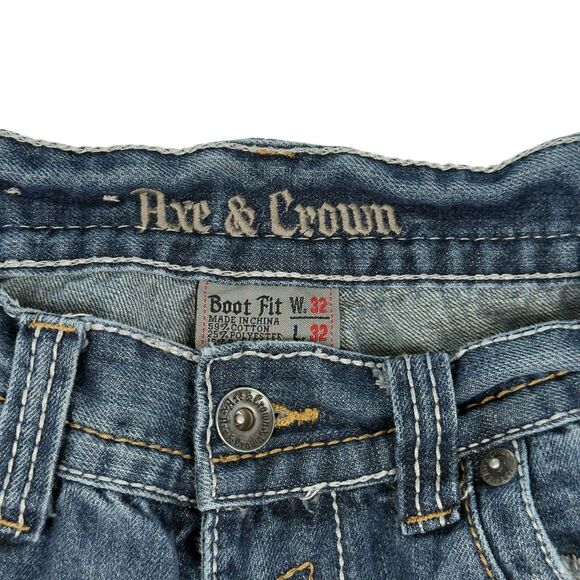 Axe & Crown Jeans Mens 32x32 (32x30 Fit) Blue Outlaw Denim Relaxed Boot Grunge - Picture 5 of 13